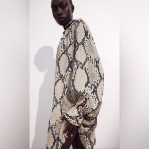 H&M Baloon Sleeve Tunic Dress Snakeskin